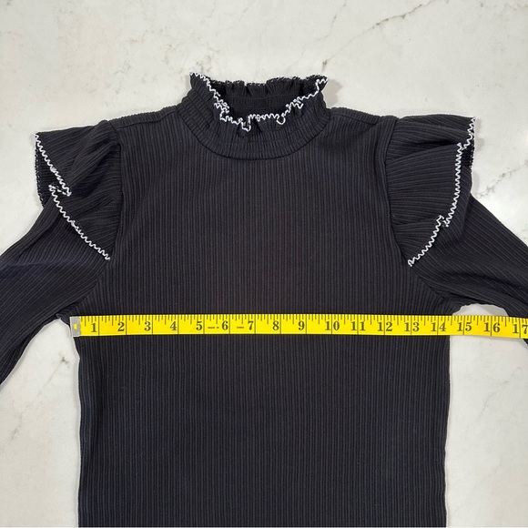 Loft Pointelle Ribbed Ruffle Top - Picture 4 of 8